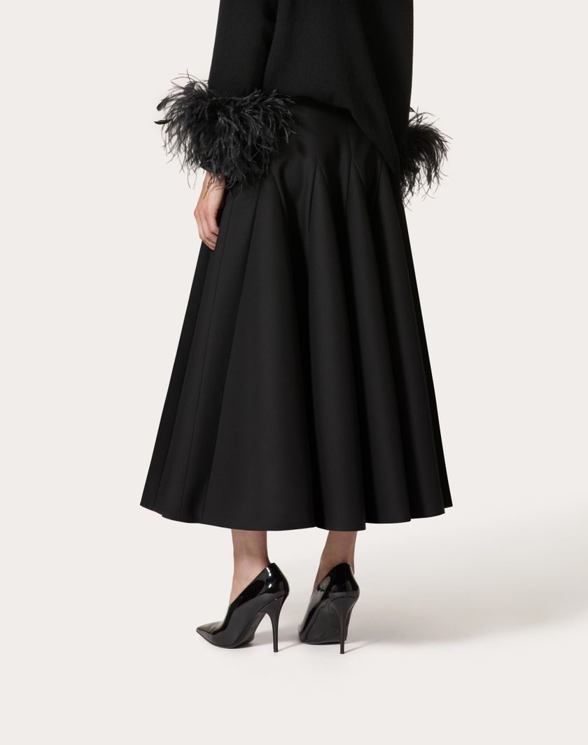 Valentino Handbags Gonna Midi In Crepe Couture per Donna in Nero | Valentino IT Acquista Ora