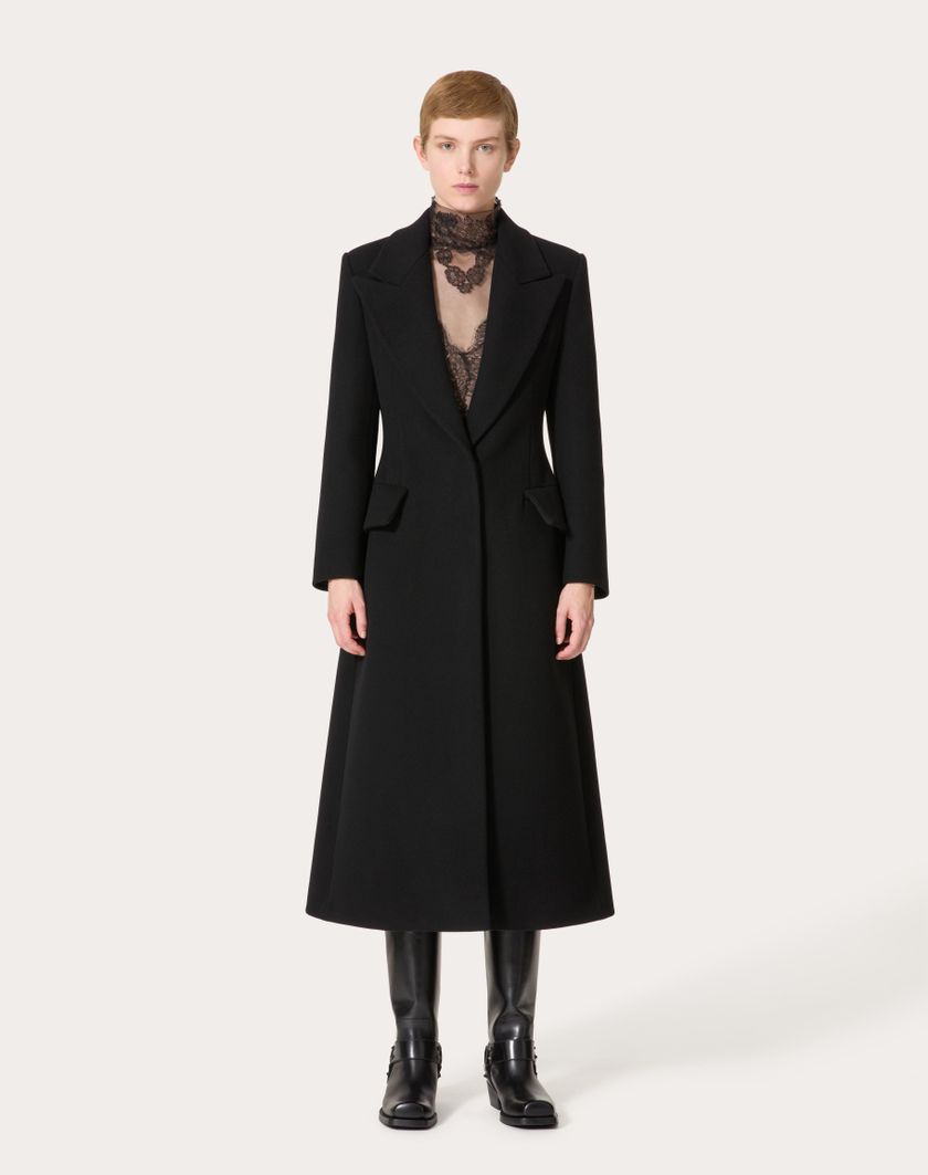 Valentino Handbags Cappotto In Compact Coat per Donna in Nero | Valentino IT Fino Al -60%