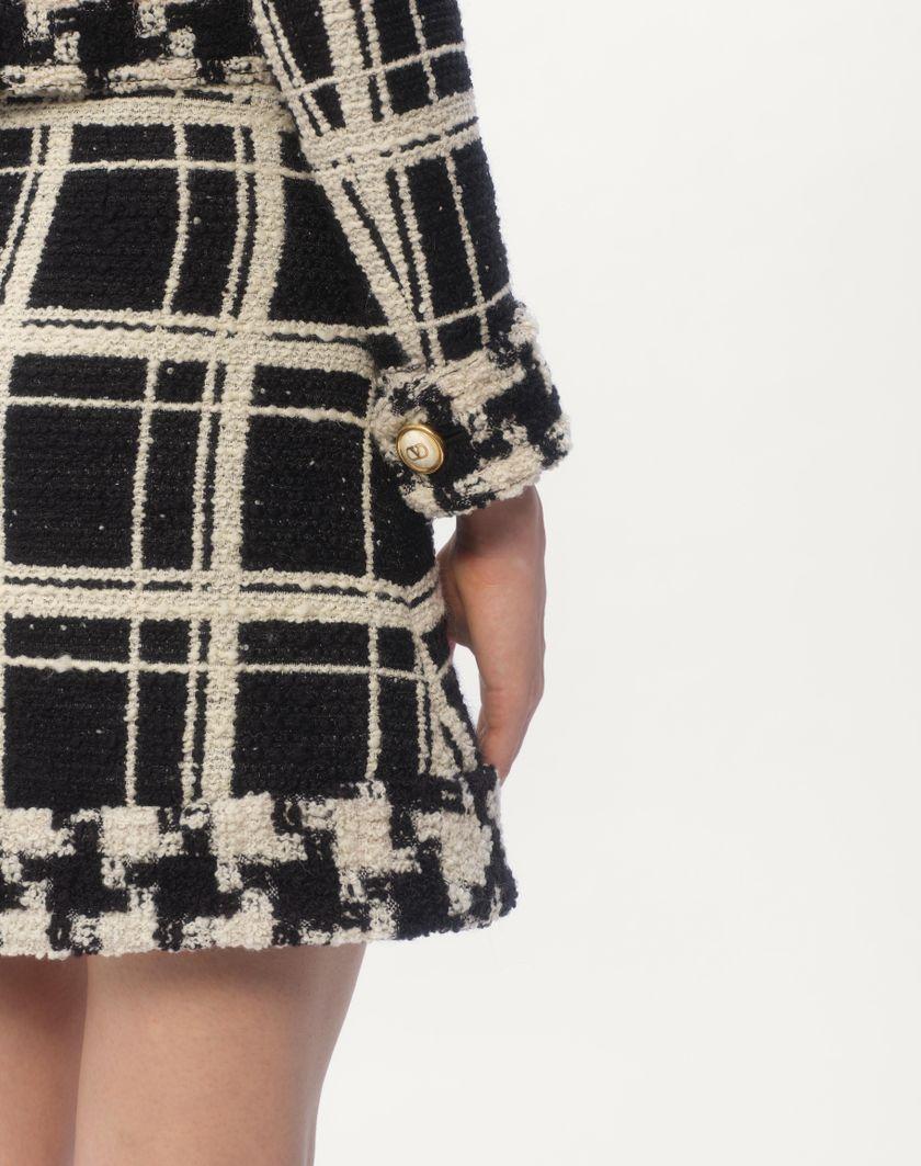 Valentino Handbags Caban In Macro Check Tweed per Donna in Nero/avorio | Valentino IT Convenienza