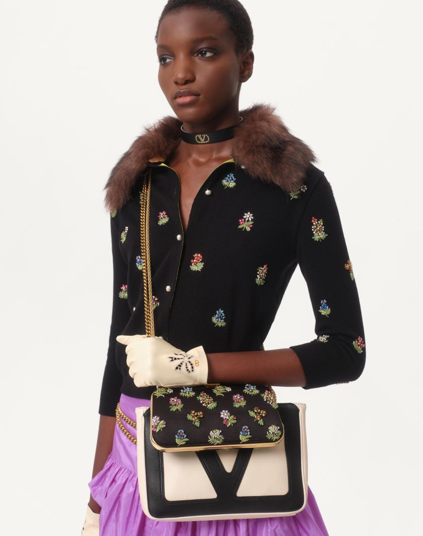 Valentino Handbags Cardigan In Lana Ricamato per Donna in Nero | Valentino IT Economico