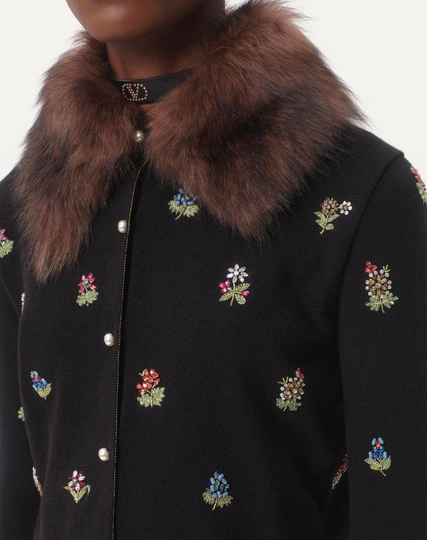 Valentino Handbags Cardigan In Lana Ricamato per Donna in Nero | Valentino IT Economico