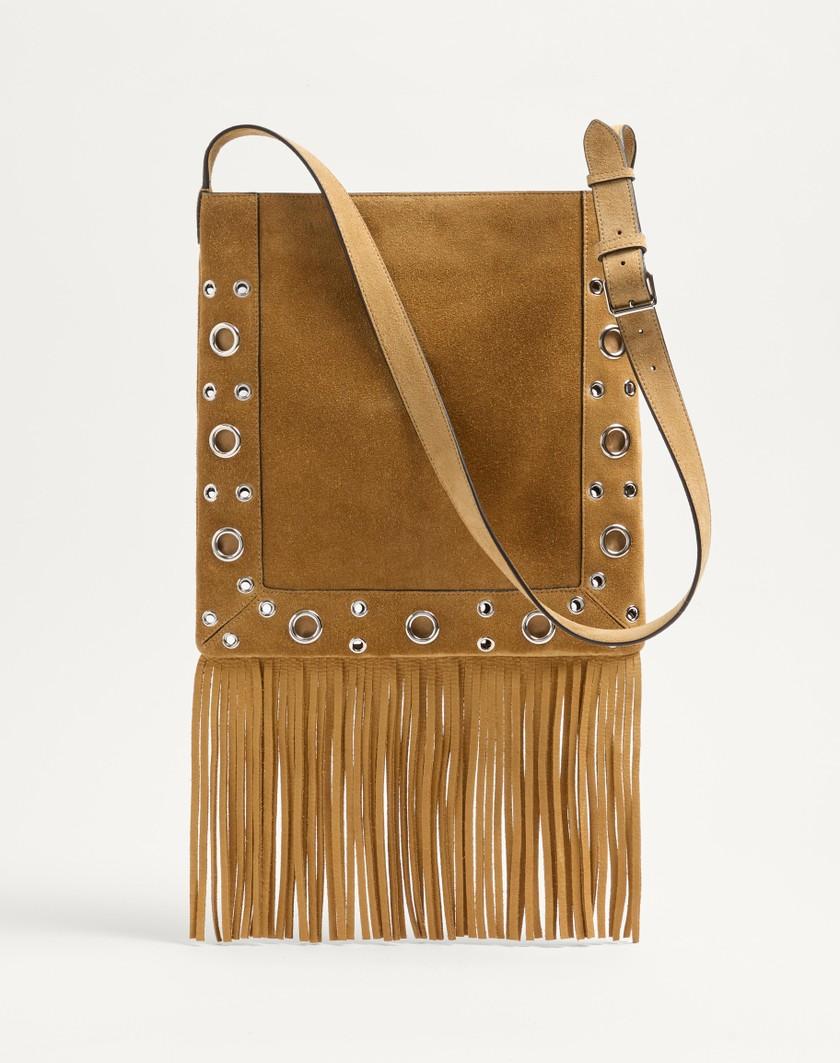 Valentino Handbags Borsa A Spalla Valentino Garavani Nellcôte In Suede Con Frange per Donna in Beige | Valentino IT Vendite Flash
