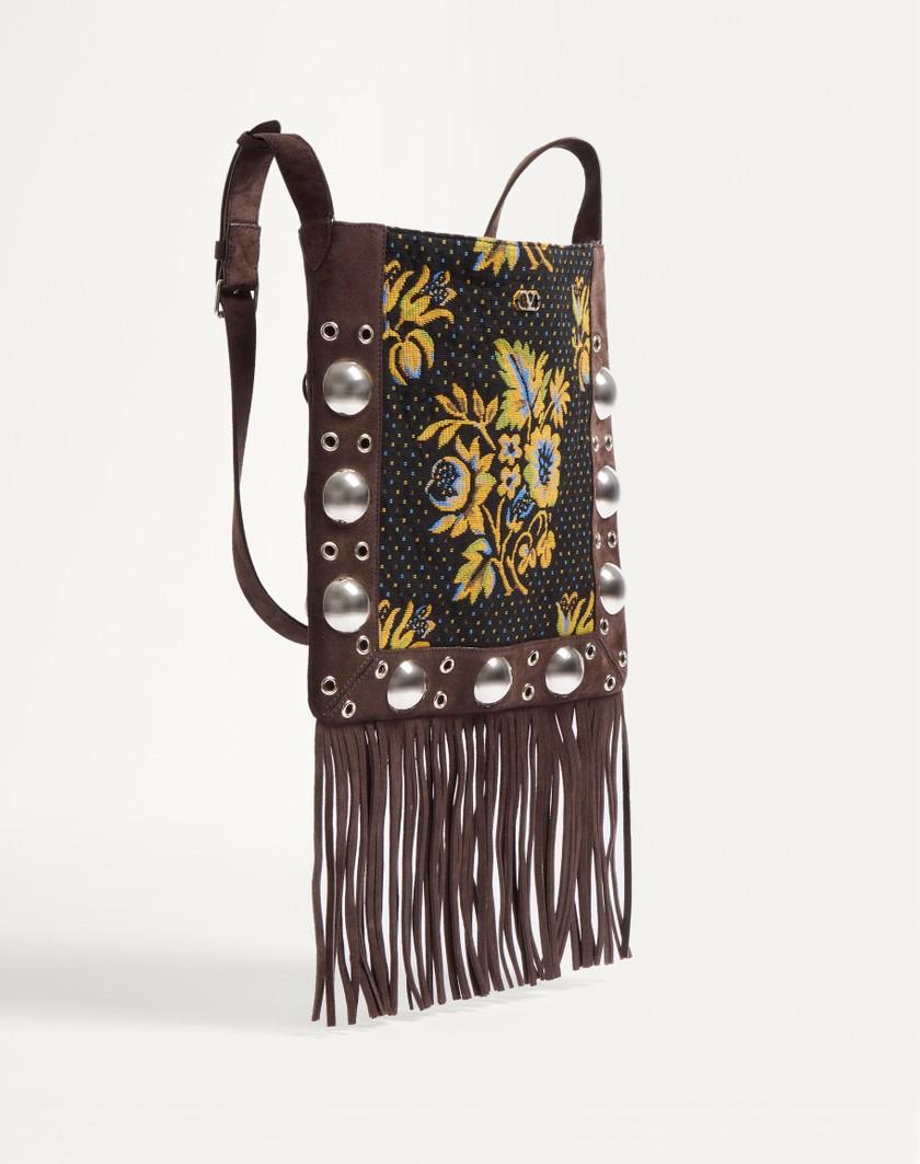 Valentino Handbags Borsa A Spalla Valentino Garavani Nellcôte In Tessuto Jacquard Con Frange per Donna in Multicolor/testa Di Moro | Valentino IT Negozio