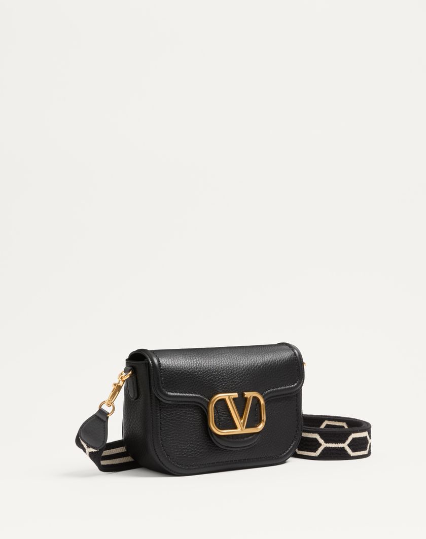 Valentino Handbags Borsa A Spalla Valentino Garavani Alltime In Vitello Granato Con Tracolla Nastro Jacquard per Donna in Nero/bianco | Valentino IT Nuova