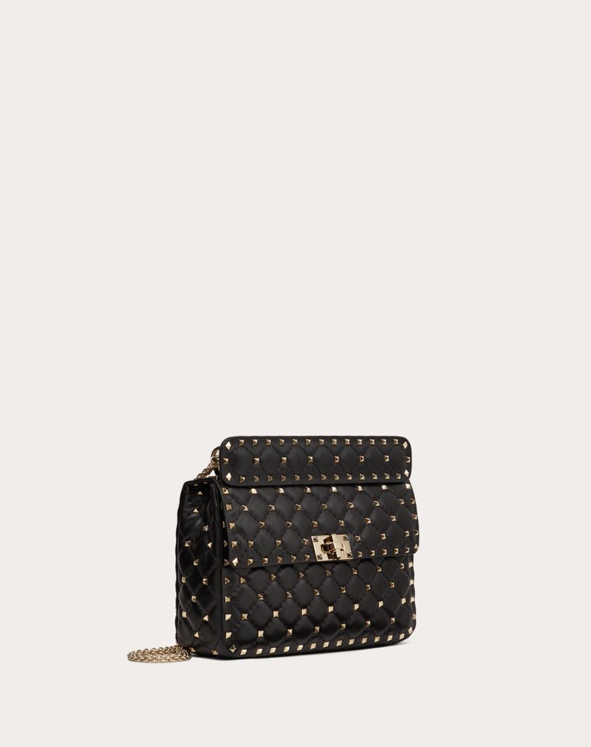 Valentino Handbags Borsa Media Rockstud Spike In Nappa per Donna in Light Ivory | Valentino IT Qualità Garantita