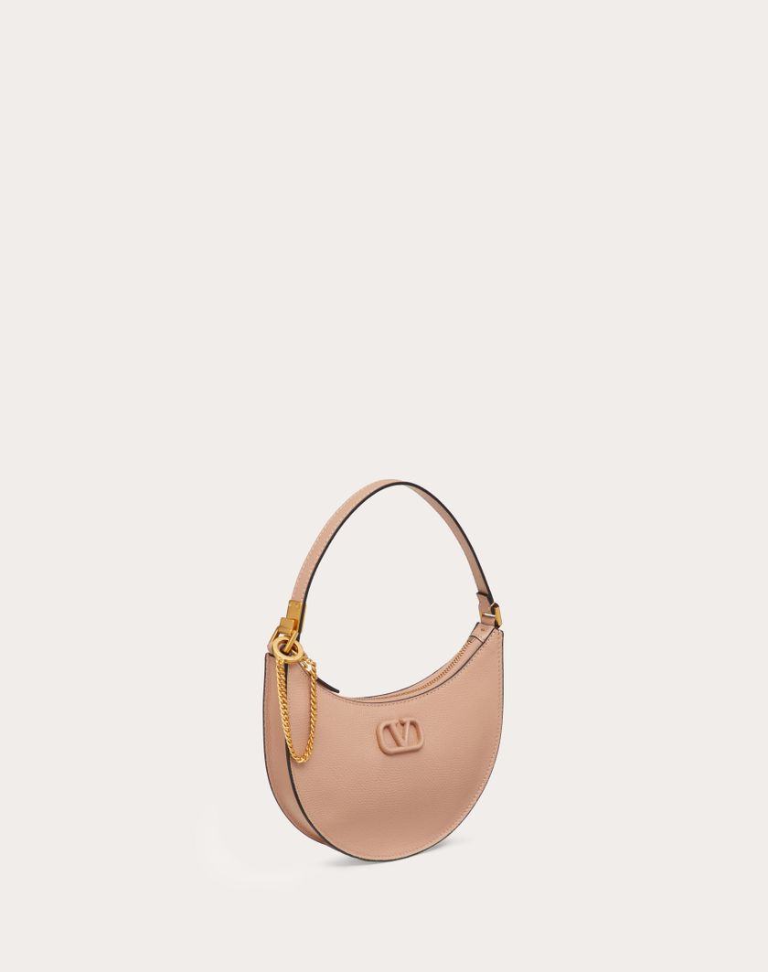 Valentino Handbags Mini Hobo Vlogo Signature In Vitello Granato per Donna in Light Ivory | Valentino IT Shopping Online