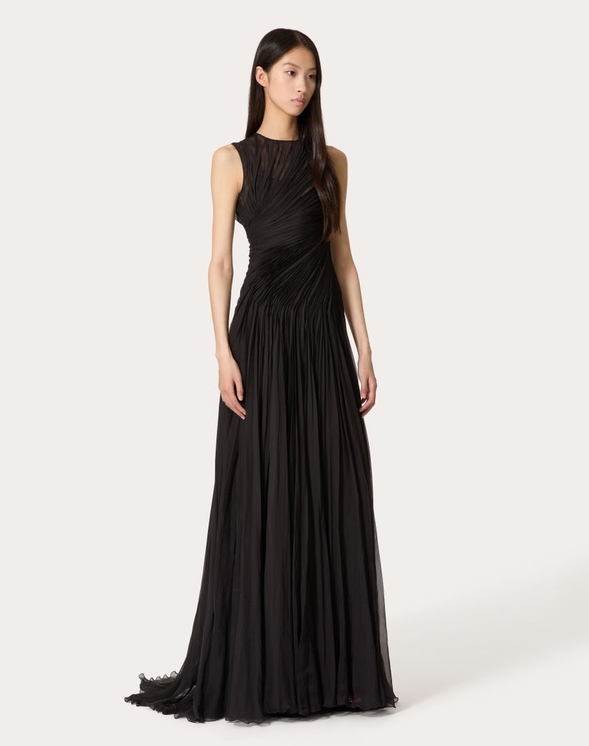 Valentino Handbags Gown In Chiffon per Donna in Nero | Valentino IT Offerta speciale della fabbrica