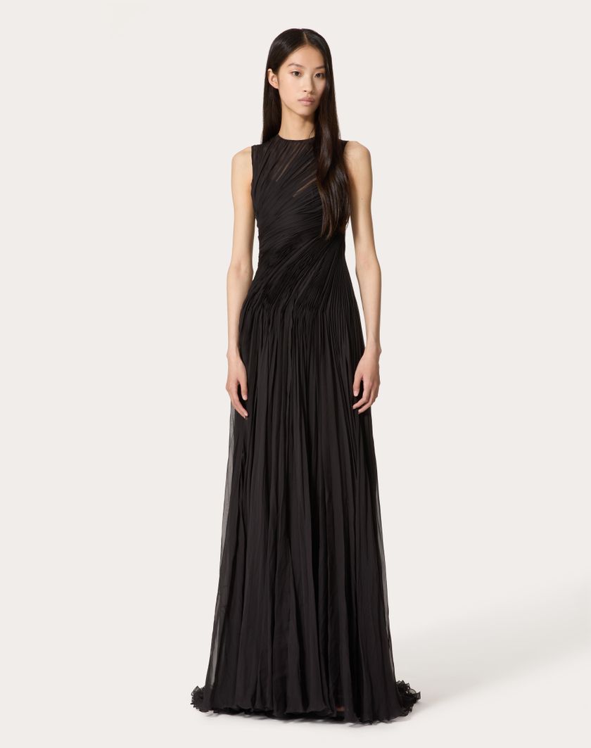 Valentino Handbags Gown In Chiffon per Donna in Nero | Valentino IT Offerta speciale della fabbrica
