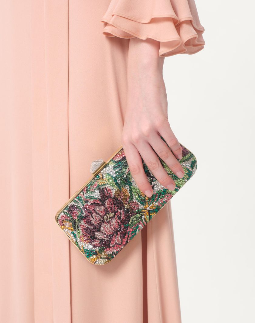 Valentino Handbags Abito Lungo In Georgette Ricamato per Donna in Rose Mist | Valentino IT Solo un giorno rimasto