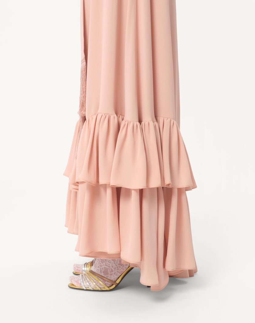 Valentino Handbags Abito Lungo In Georgette Ricamato per Donna in Rose Mist | Valentino IT Solo un giorno rimasto