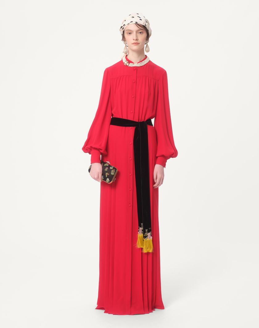 Valentino Handbags Abito Lungo In Georgette per Donna in Rosso | Valentino IT Trasporto libero internazionale