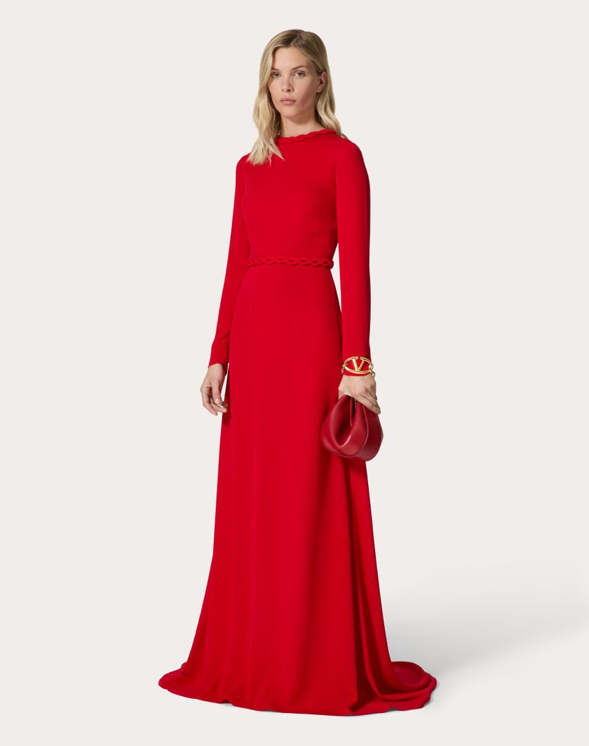 Valentino Handbags Abito Da Sera In Georgette Double per Donna in Rosso | Valentino IT Officina