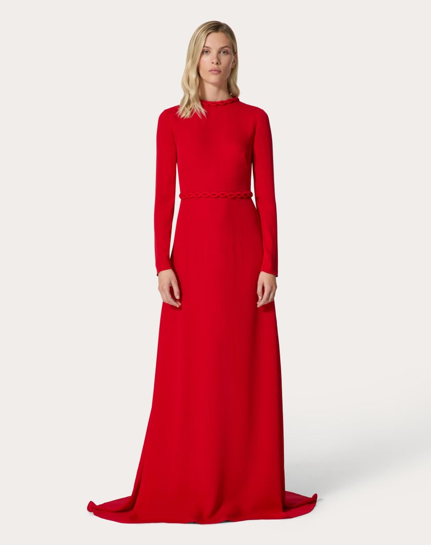Valentino Handbags Abito Da Sera In Georgette Double per Donna in Rosso | Valentino IT Officina