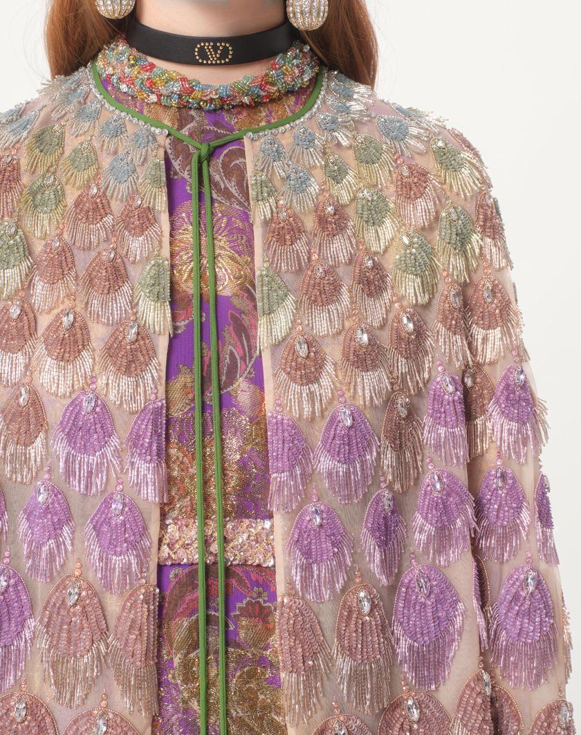 Valentino Handbags Cappa In Organza Ricamata per Donna in Poudre/multicolor | Valentino IT Limitato a 3 giorni