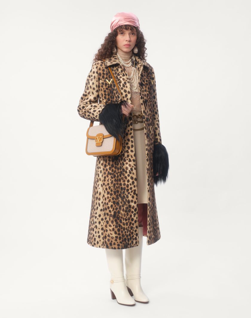 Valentino Handbags Cappotto In Panno Stampato Giaguaro Spots per Donna in Animalier | Valentino IT 2025
