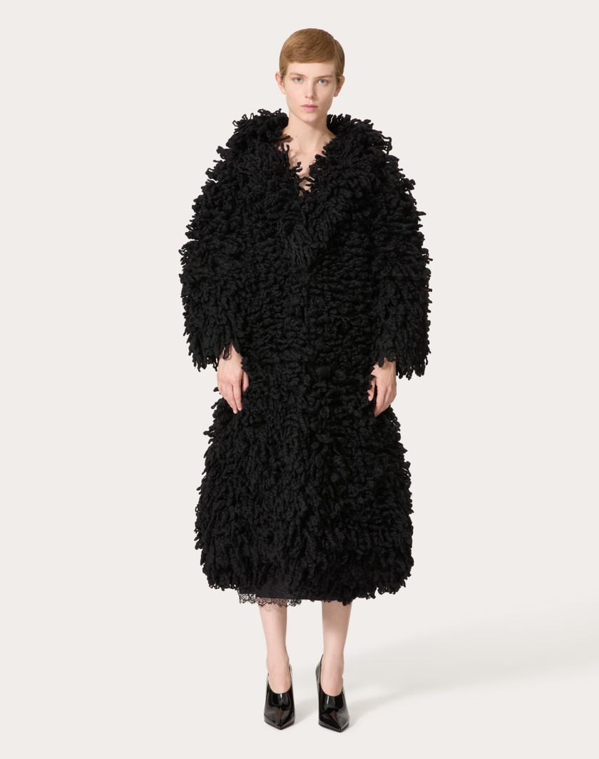 Valentino Handbags Cappotto In Maglia Di Lana per Donna in Nero | Valentino IT Nuovo