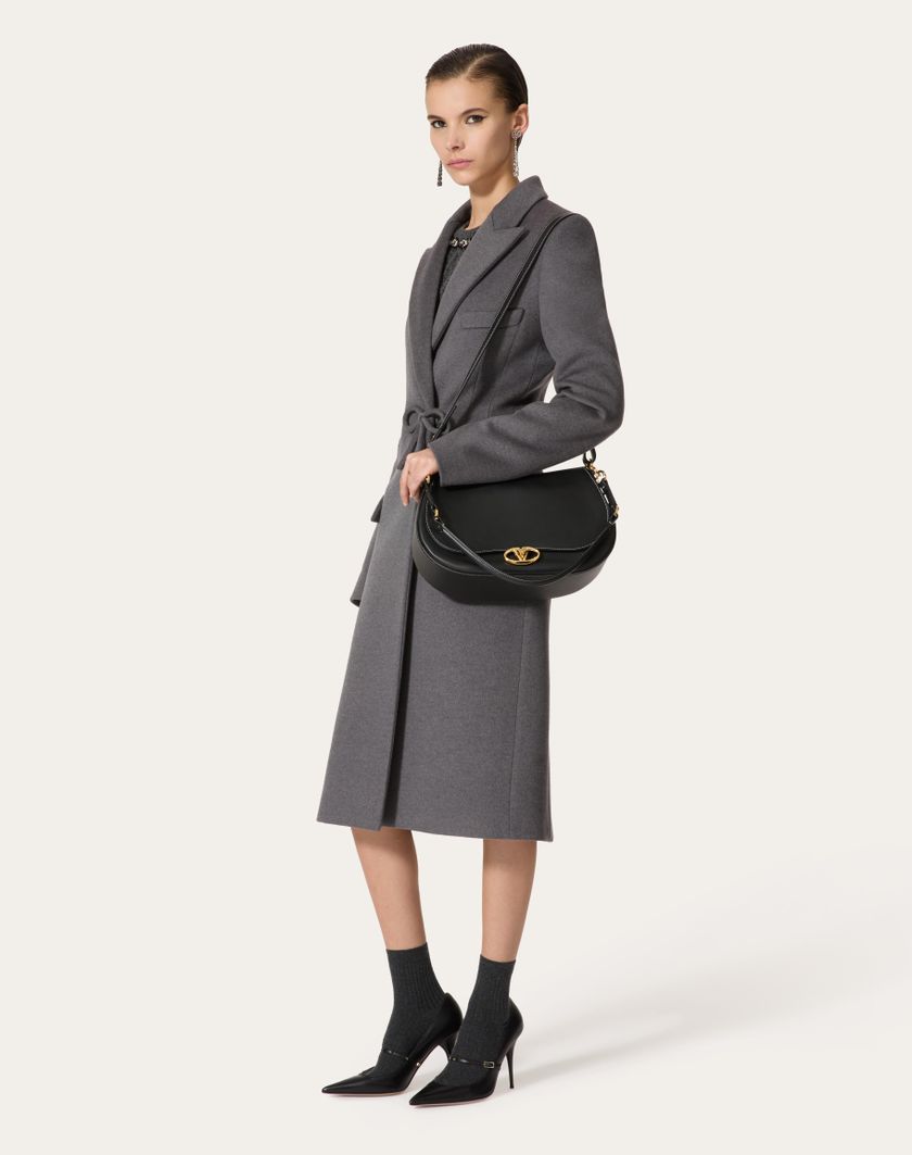 Valentino Handbags Cappotto In Compact Drap per Donna in Grigio Scuro | Valentino IT Promozione