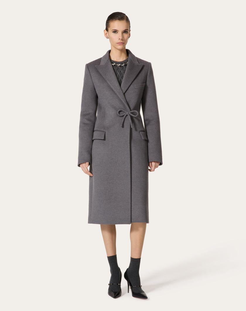 Valentino Handbags Cappotto In Compact Drap per Donna in Grigio Scuro | Valentino IT Promozione