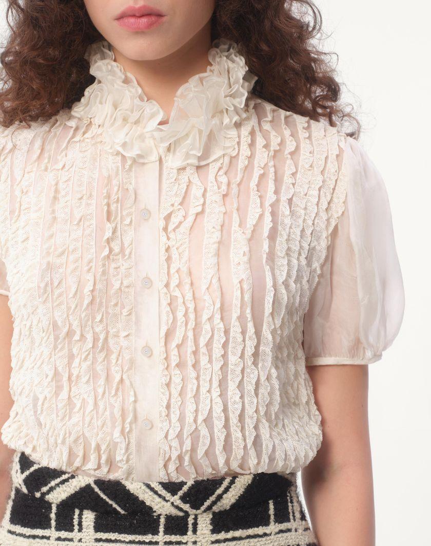 Valentino Handbags Camicia In Chiffon per Donna in Avorio | Valentino IT Negozi Online