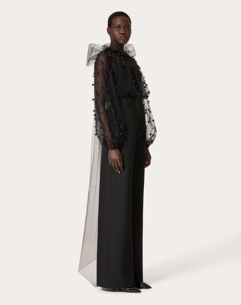Valentino Handbags Top In Tulle Illusione Ricamata per Donna in Nero | Valentino IT Affare Del Giorno