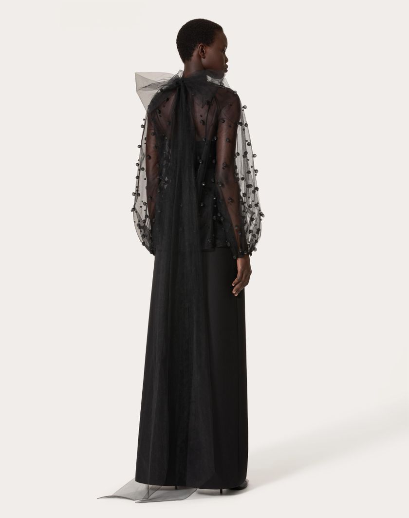 Valentino Handbags Top In Tulle Illusione Ricamata per Donna in Nero | Valentino IT Affare Del Giorno
