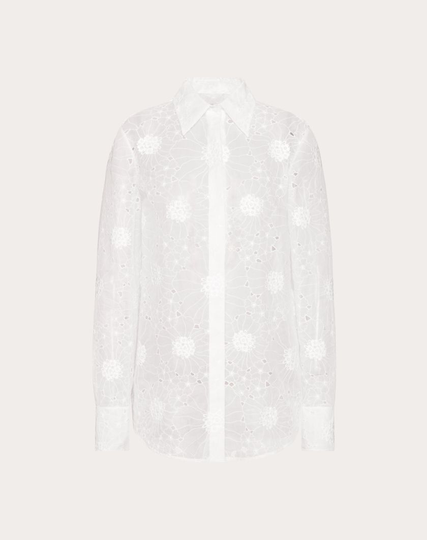 Valentino Handbags Camicia In Daisy Organdis per Donna in Avorio | Valentino IT Affare Del Giorno