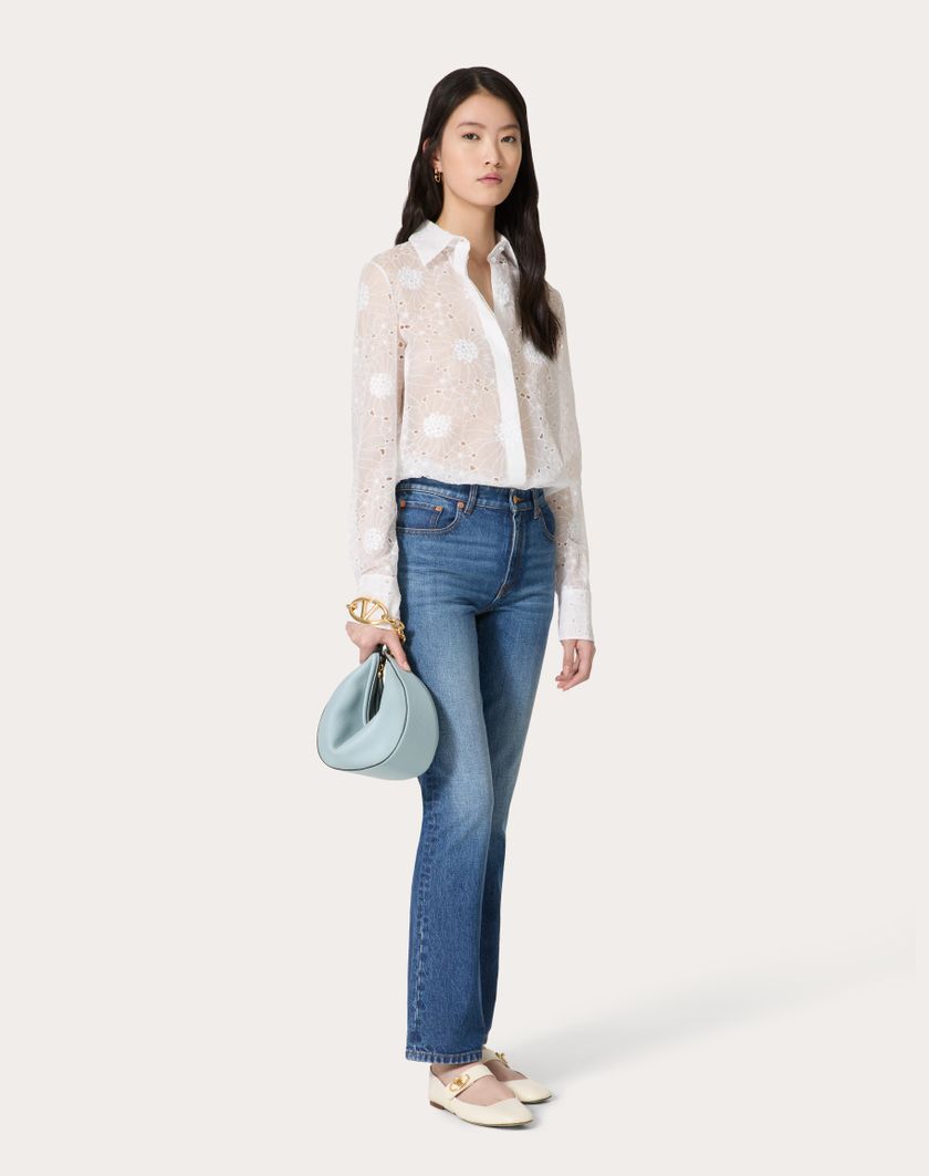 Valentino Handbags Camicia In Daisy Organdis per Donna in Avorio | Valentino IT Affare Del Giorno