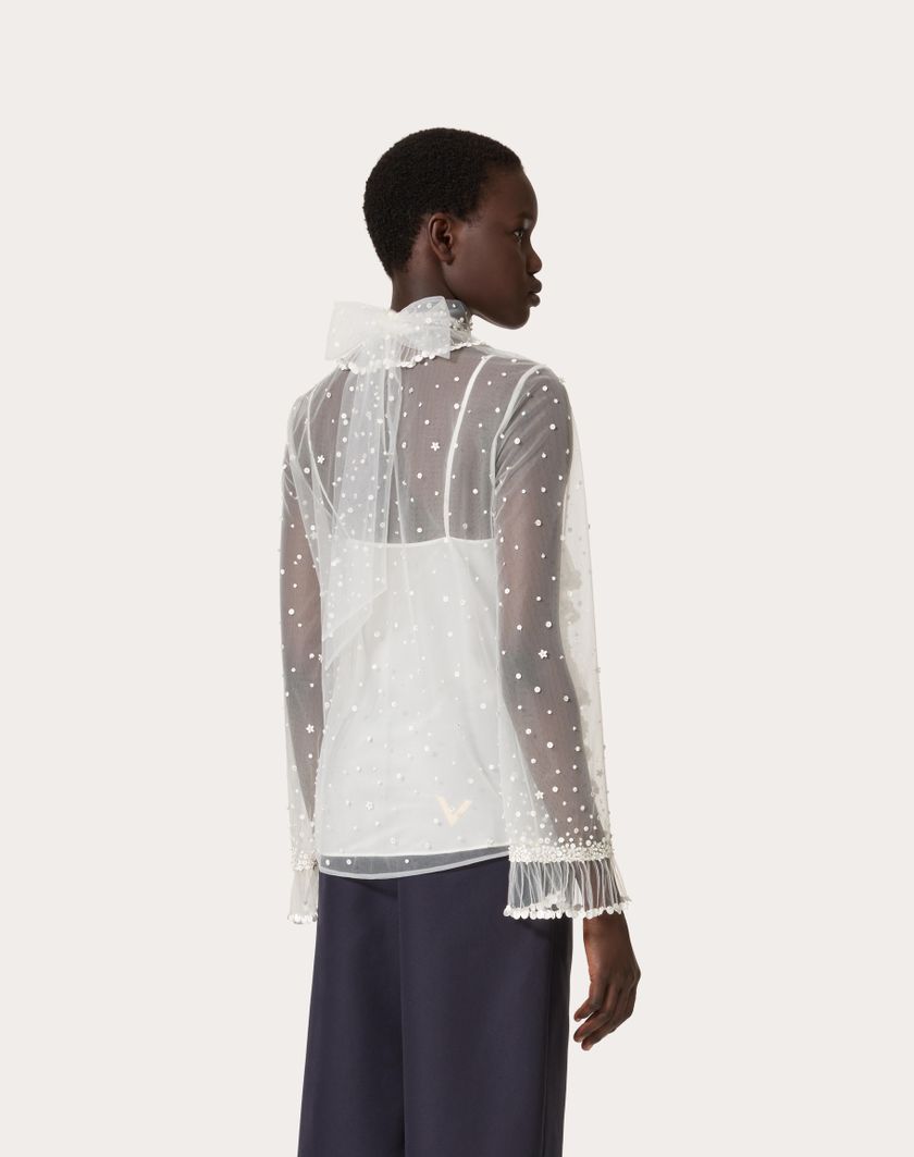 Valentino Handbags Top In Tulle Illusione Ricamato per Donna in Avorio | Valentino IT Convenienza