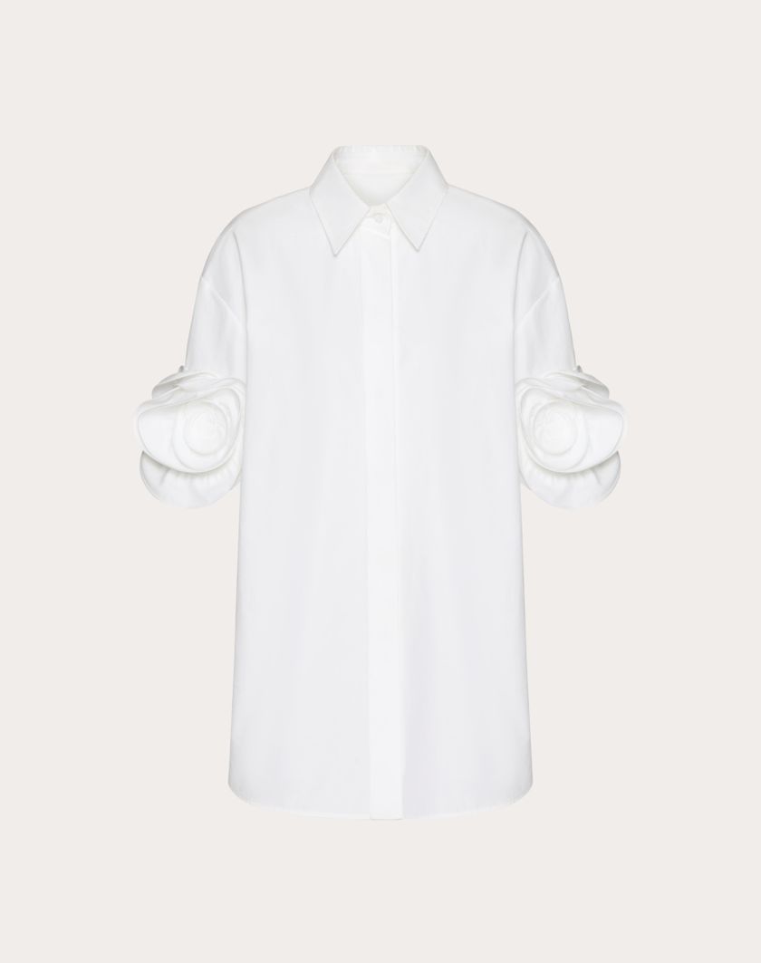 Valentino Handbags Camicia In Compact Popeline per Donna in Bianco | Valentino IT Novità