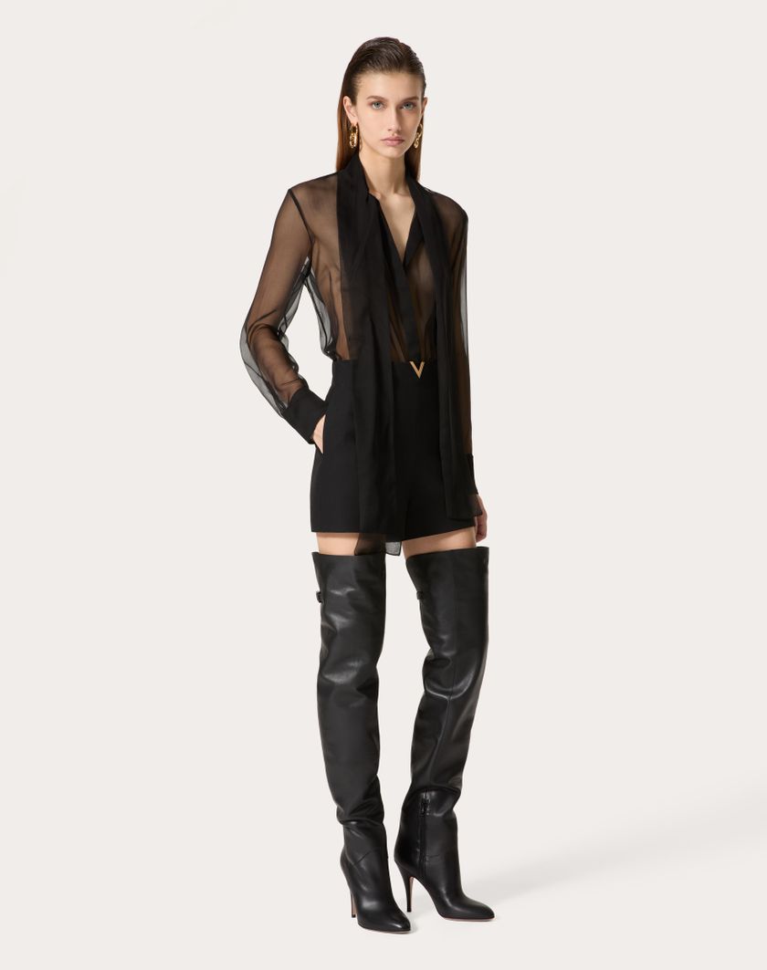 Valentino Handbags Camicia In Chiffon per Donna in Rosso | Valentino IT In Vendita
