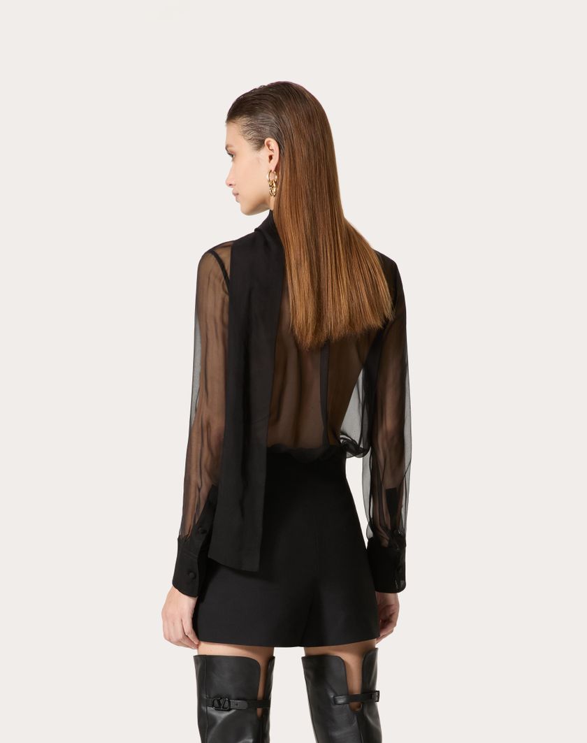 Valentino Handbags Camicia In Chiffon per Donna in Nero | Valentino IT Saldi