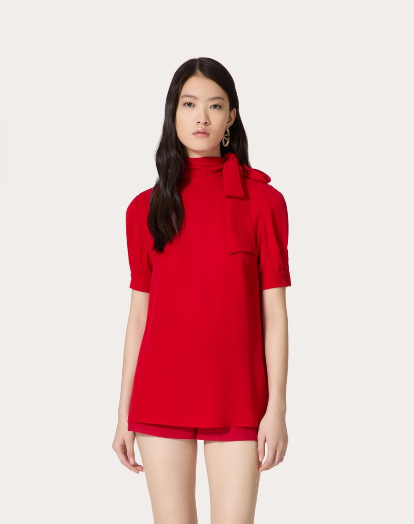 Valentino Handbags Top In Georgette per Donna in Rosso | Valentino IT Hotsell