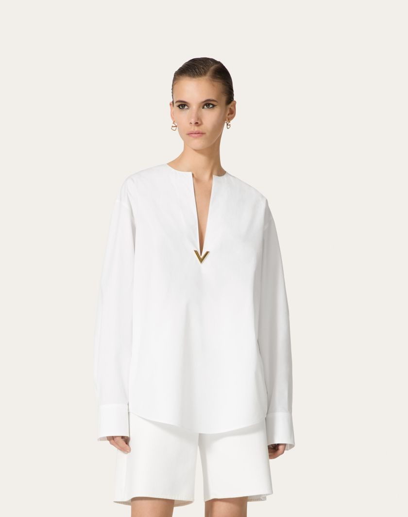 Valentino Handbags Top In Cotton Popeline per Donna in Bianco | Valentino IT Vendita Economica