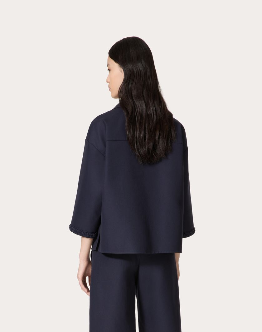 Valentino Handbags Top In Light Double Splittable Gabardine Ricamato per Donna in Navy | Valentino IT Saldi Di Fabbrica