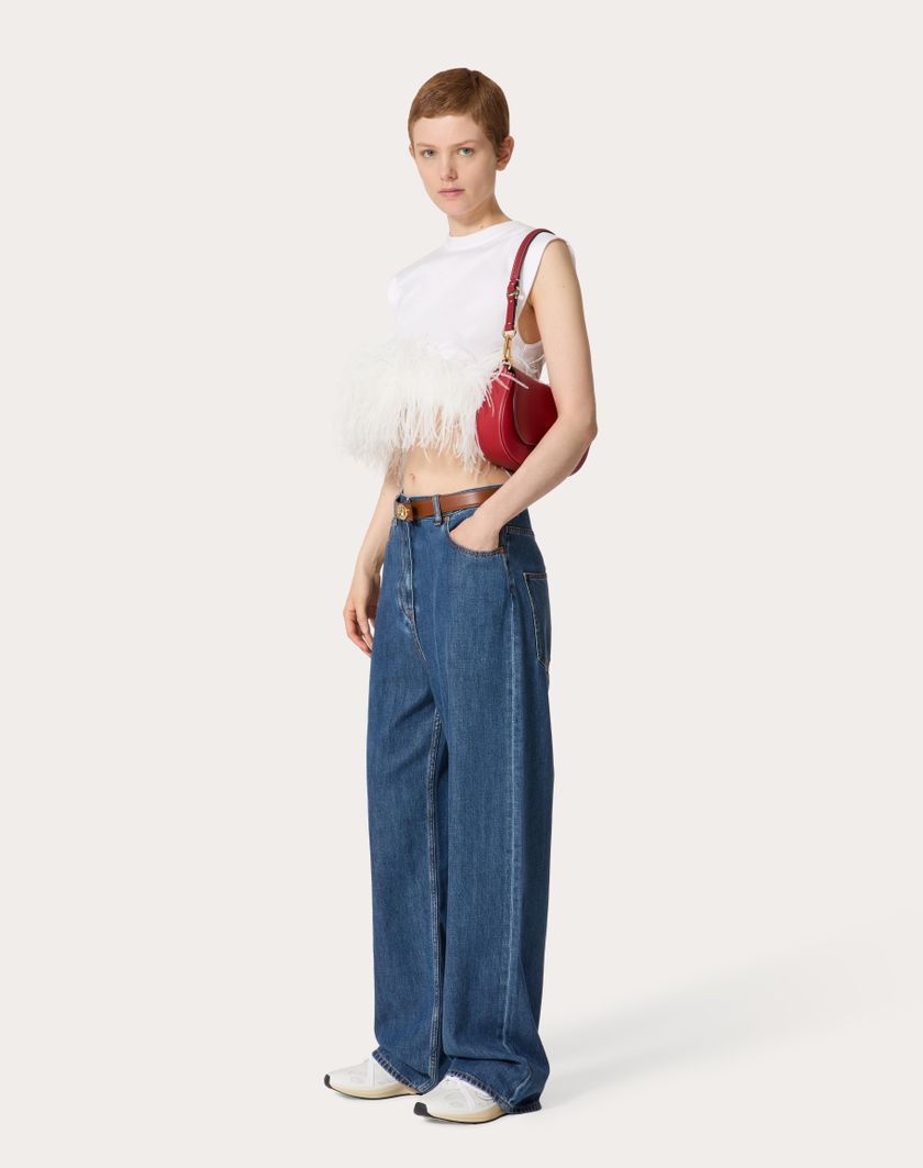 Valentino Handbags Top In Jersey Cotton per Donna in Bianco | Valentino IT In Saldo