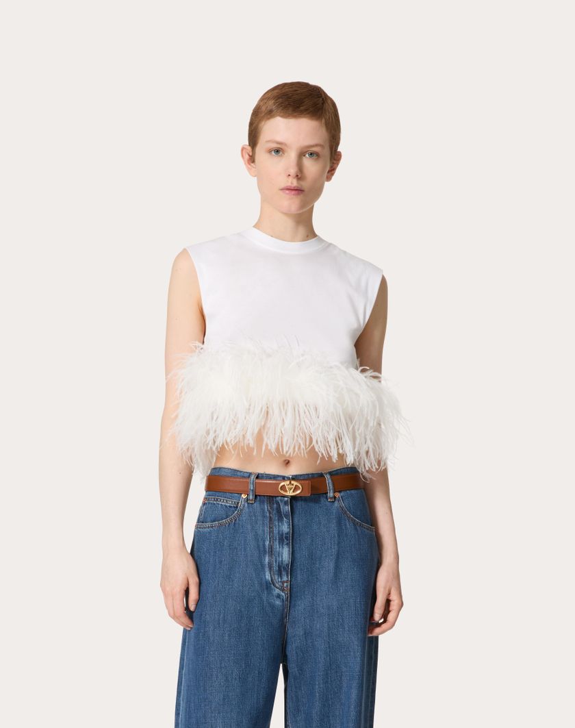 Valentino Handbags Top In Jersey Cotton per Donna in Bianco | Valentino IT In Saldo