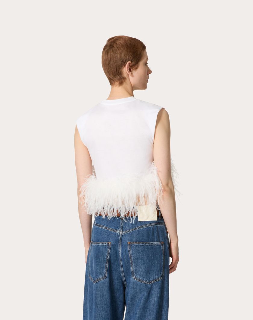 Valentino Handbags Top In Jersey Cotton per Donna in Bianco | Valentino IT In Saldo