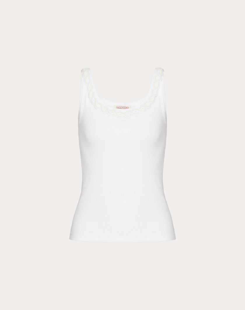 Valentino Handbags Top In Cotton Rib Ricamato per Donna in Bianco | Valentino IT Nuova