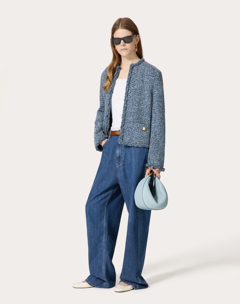 Valentino Handbags Top In Cotton Rib Ricamato per Donna in Bianco | Valentino IT Nuova