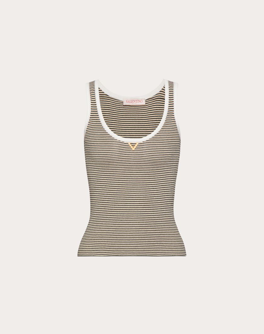 Valentino Handbags Top In Cotone E Lurex per Donna in Navy/avorio/oro | Valentino IT Moda