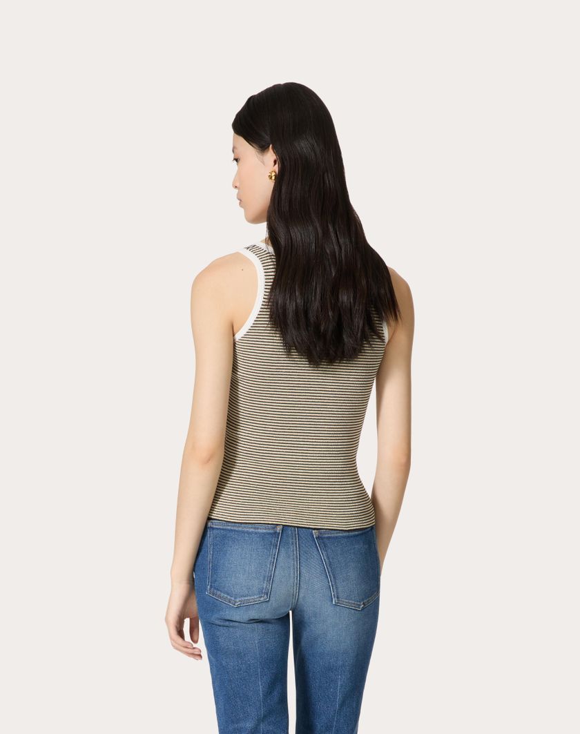 Valentino Handbags Top In Cotone E Lurex per Donna in Navy/avorio/oro | Valentino IT Moda