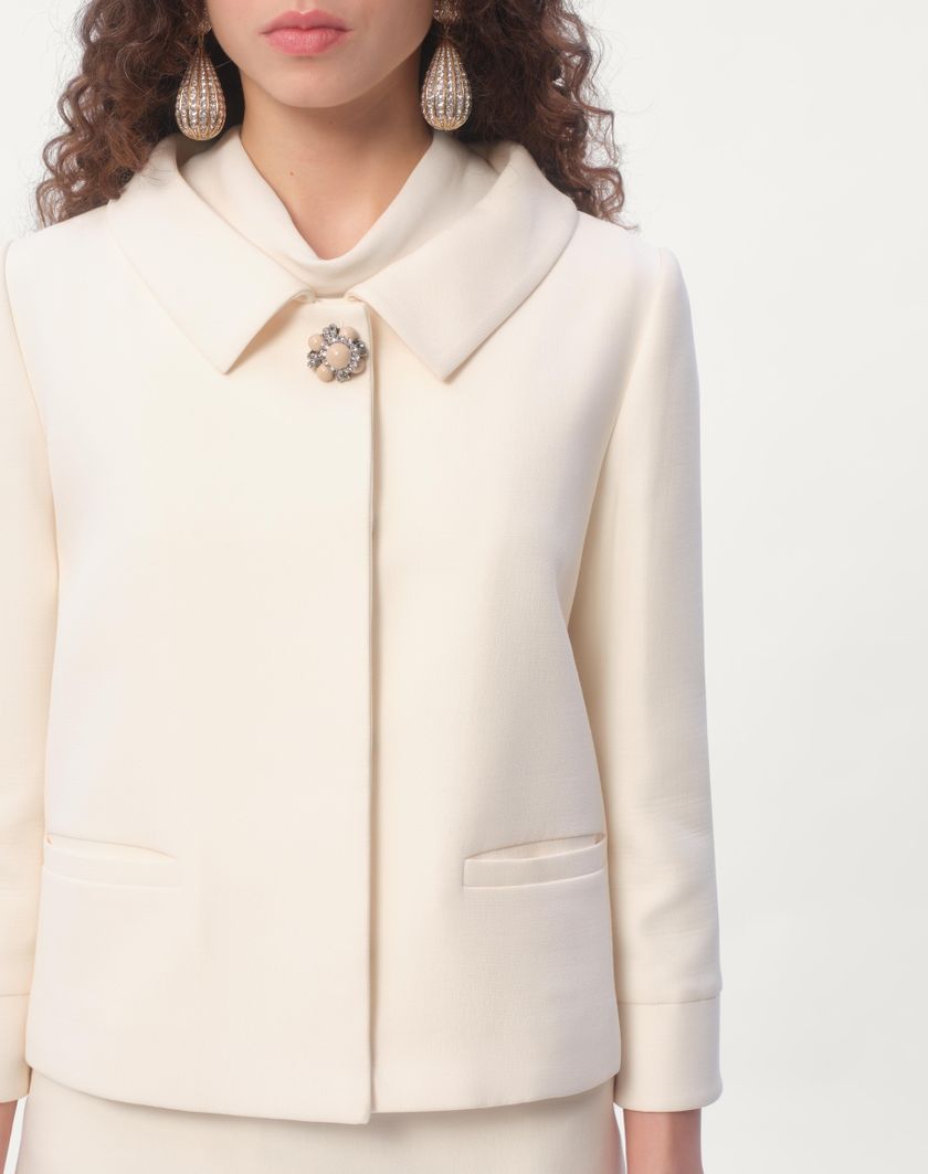 Valentino Handbags Giacca In Crepe Couture per Donna in Avorio | Valentino IT Grande vendita