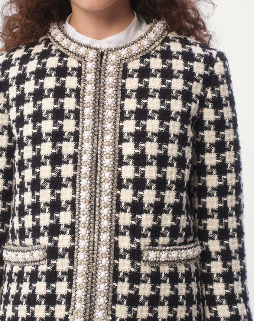 Valentino Handbags Giacca Ricamata In Damier Light Tweed per Donna in Bianco/ Nero | Valentino IT Fornitura limitata
