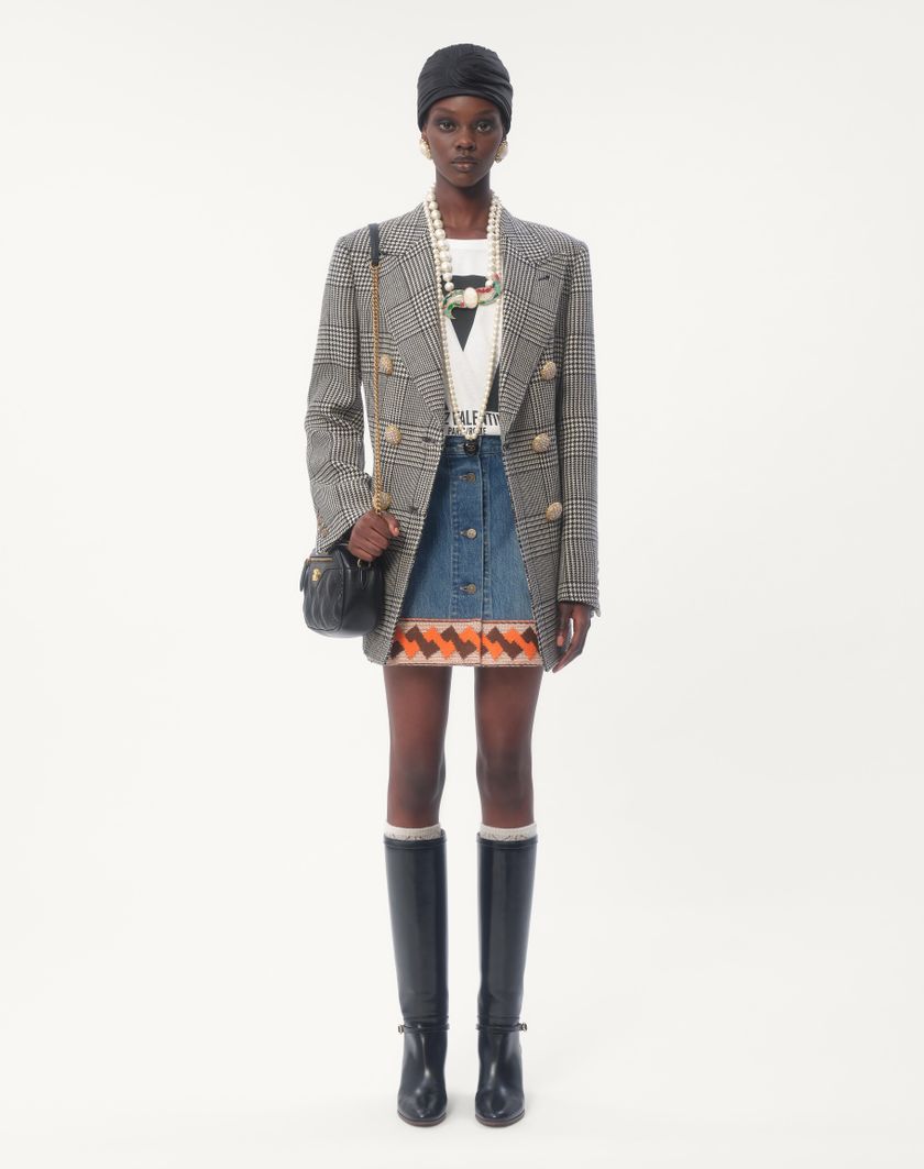 Valentino Handbags Blazer In Pied De Poule Wool per Donna in Avorio/nero | Valentino IT Shopping online