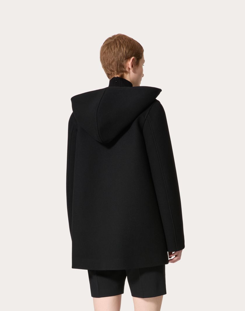 Valentino Handbags Caban In Compact Coat Ricamato per Donna in Nero | Valentino IT Offerta esclusiva
