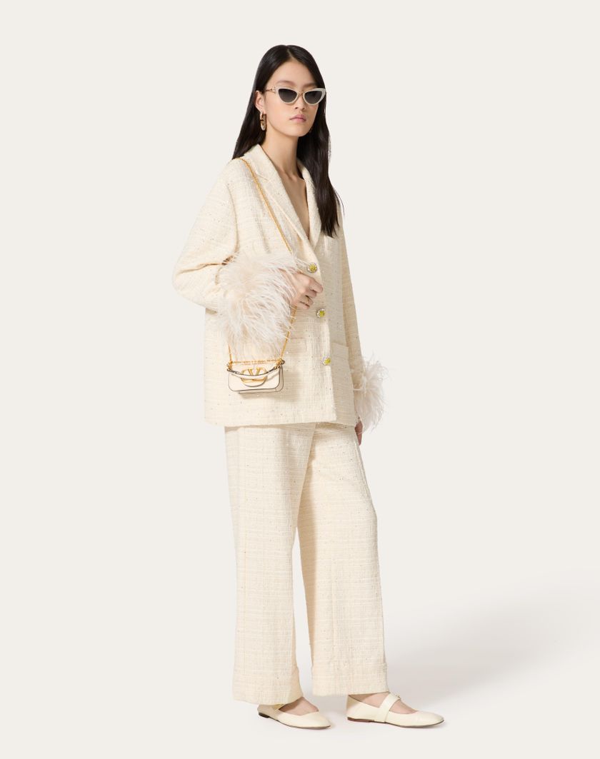 Valentino Handbags Giacca In Delicate Tweed per Donna in Naturale | Valentino IT Offerta per la Festa della Mamma
