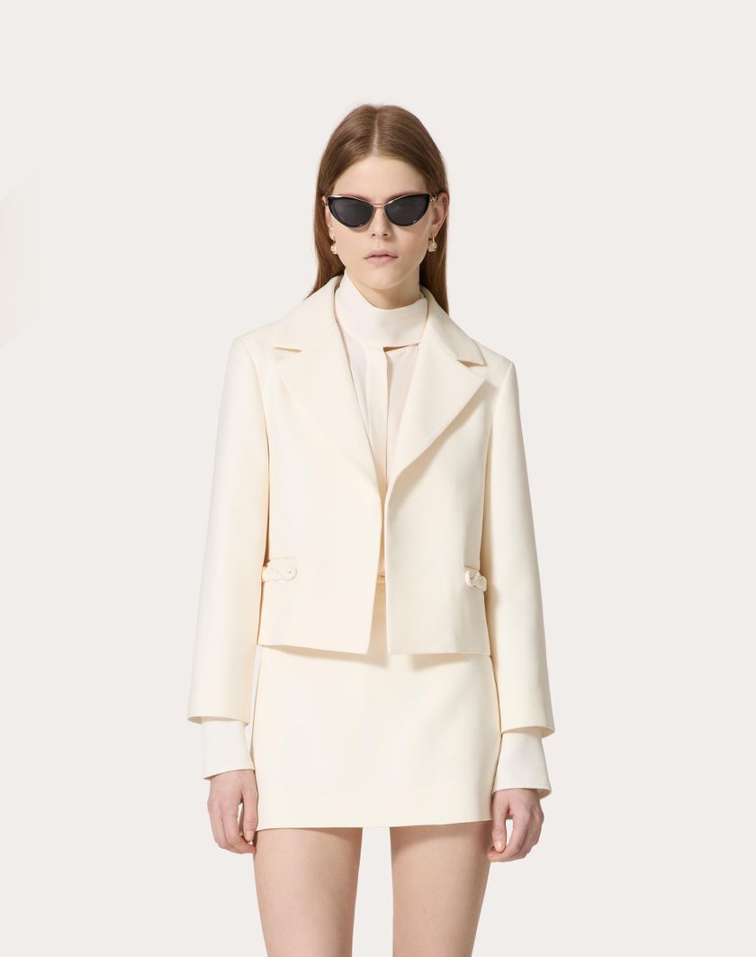 Valentino Handbags Giacca In Crepe Couture per Donna in Avorio | Valentino IT Offerta Giorno del Papà