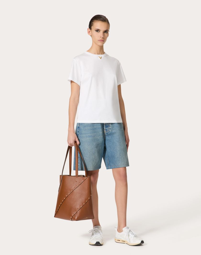 Valentino Handbags T-shirt In Cotton Jersey per Donna in Bianco | Valentino IT Vendita calda