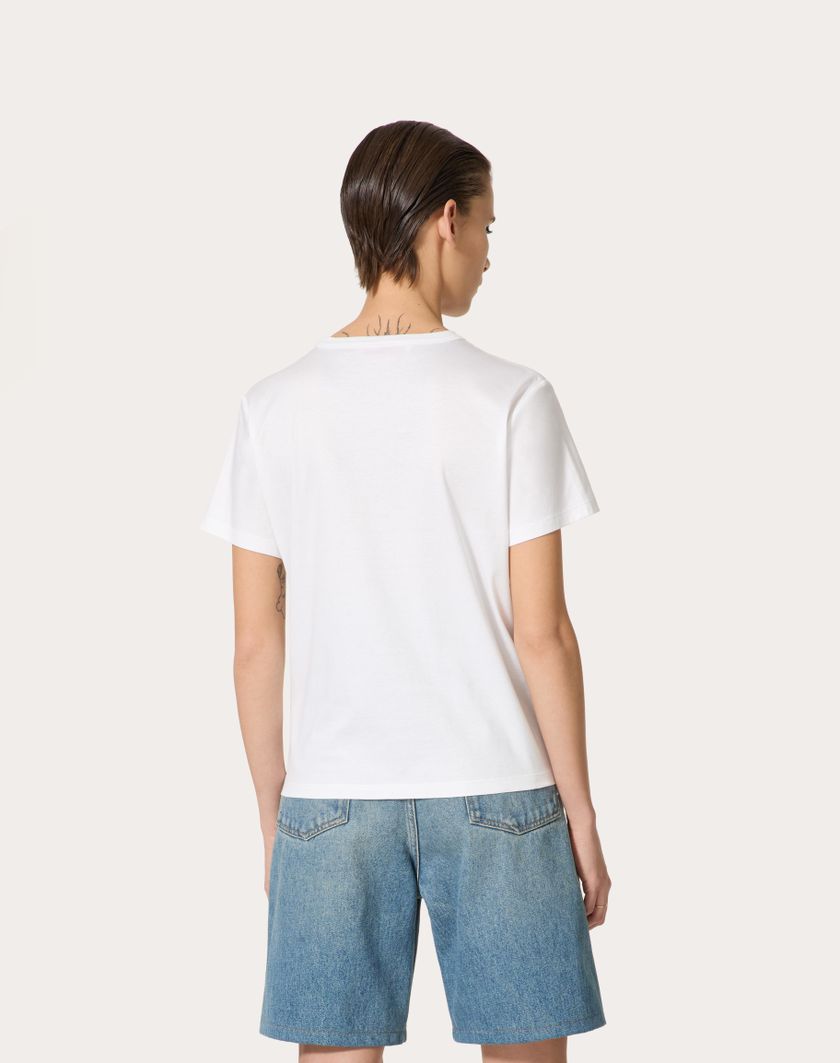 Valentino Handbags T-shirt In Cotton Jersey per Donna in Bianco | Valentino IT Vendita calda