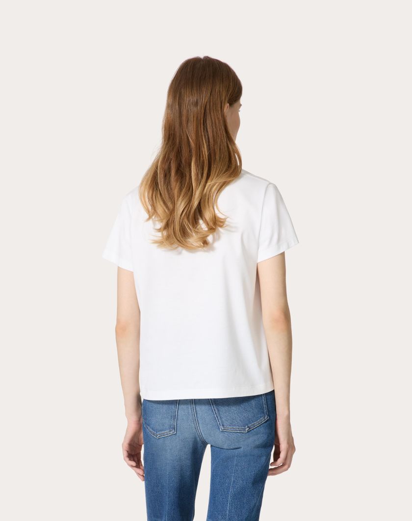 Valentino Handbags T-shirt In Cotton Jersey Ricamata per Donna in Bianco | Valentino IT Latest fashion